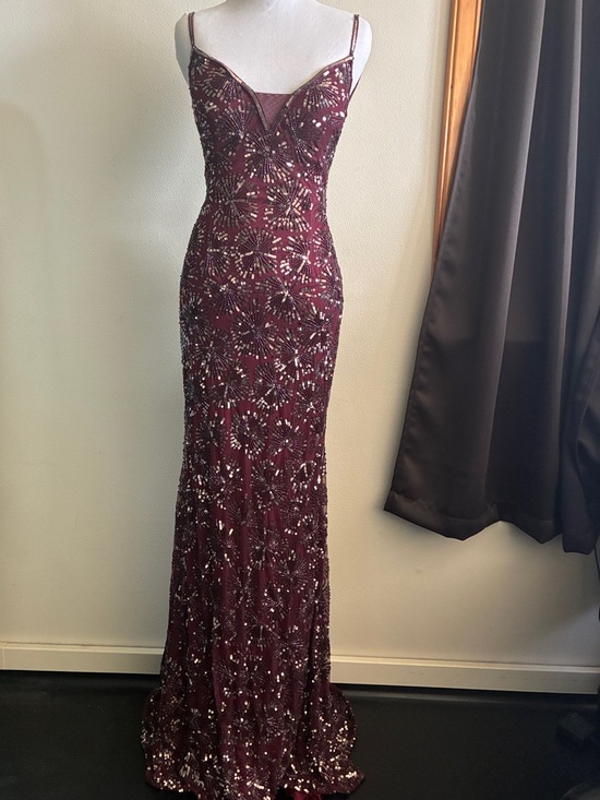 Rachel Allan Dresses & Skirts - NWOT Rachel Allan Burgundy Sequin Spaghetti-Strap Prom Gown 4